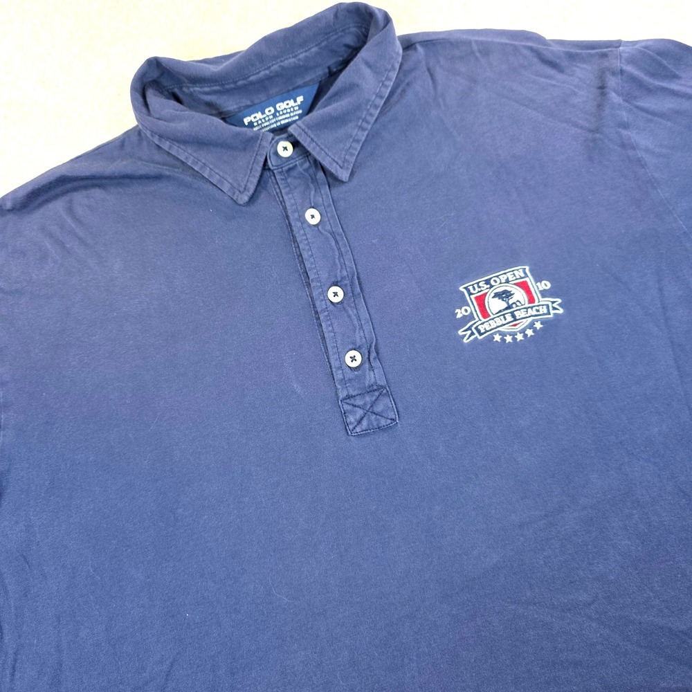 Polo Golf Ralph Lauren Polo Shirt Mens XL Blue U.S. Open Pebble Beach 2010 Logo
